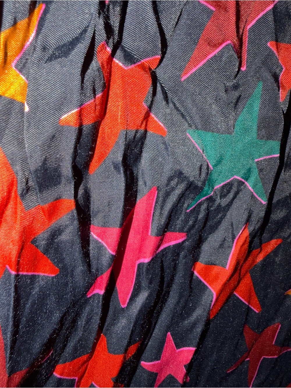 FARM x Anthropologie Rio Black Wide-Leg Star Print Pants with Red & Orange Stars - Picture 5 of 8